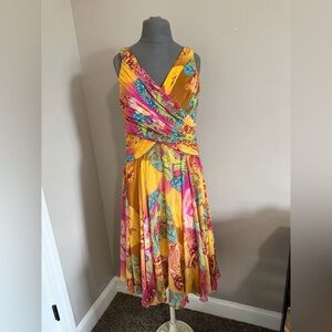 Mixed print tropical floral dress size 6